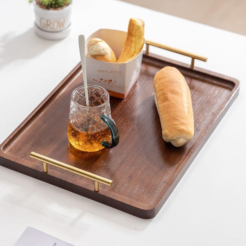 Bandeja Decorativa de Madeira Retangular com Alça - Loja Sem Barreiras