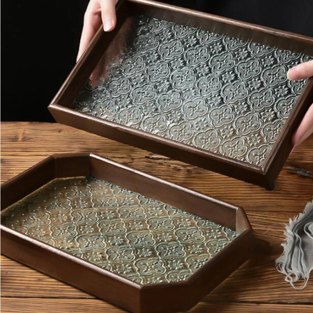 Bandeja de Vidro Organizadora com Base Floral - Loja Sem Barreiras