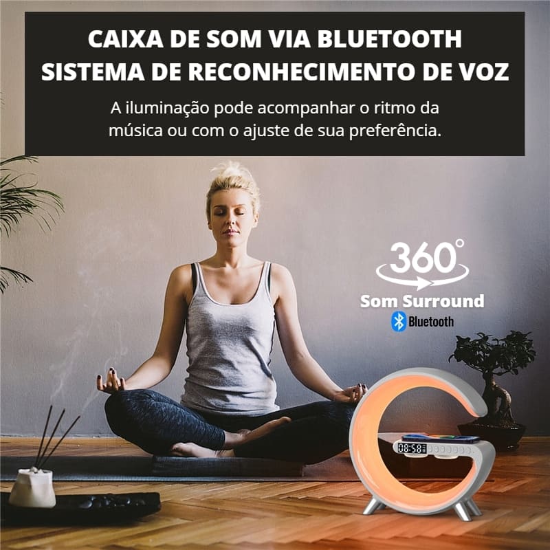 Carregador por Indução + Despertador + Luminária - Loja Sem Barreiras
