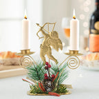 Castiçal de Vela em Ferro Dourado com Figurinos Decorativos Decoração de Natal - Loja Sem Barreiras