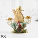 Castiçal de Vela em Ferro Dourado com Figurinos Decorativos Decoração de Natal - Loja Sem Barreiras