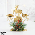 Castiçal de Vela em Ferro Dourado com Figurinos Decorativos Decoração de Natal - Loja Sem Barreiras