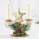 Castiçal de Vela em Ferro Dourado com Figurinos Decorativos Decoração de Natal - Loja Sem Barreiras
