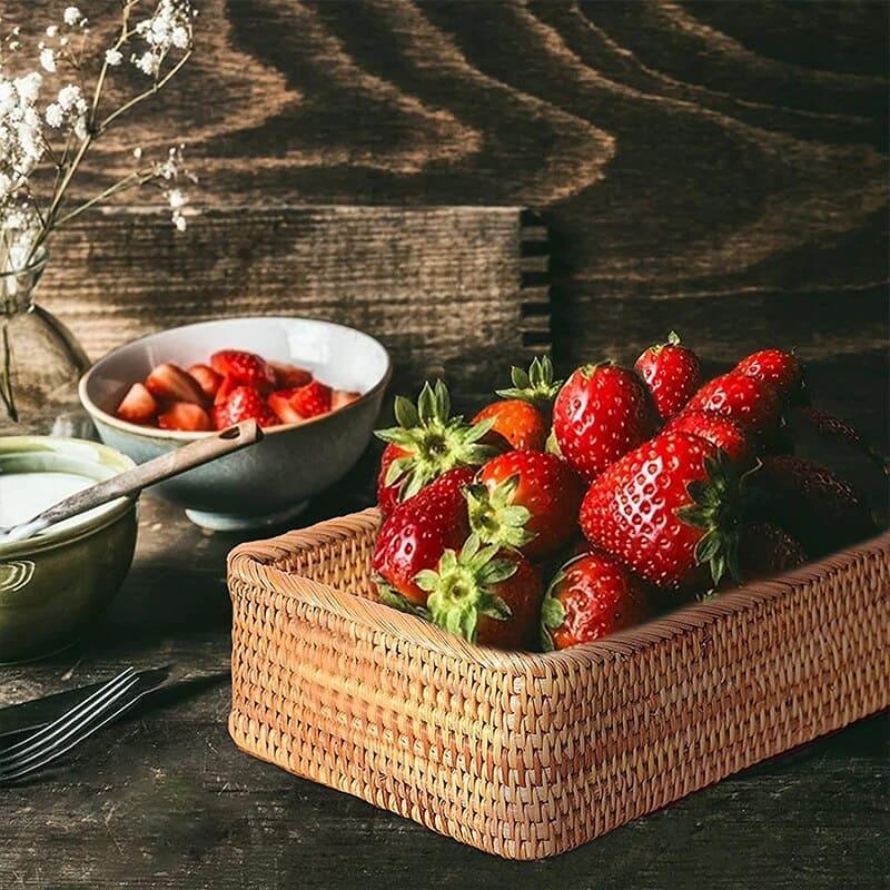 Cesto de Palha Rattan Feito a Mão - Loja Sem Barreiras