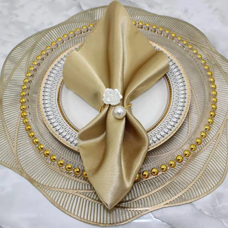 Conjunto Anéis de Guardanapo de Tecido Flor e Pérola - Loja Sem Barreiras