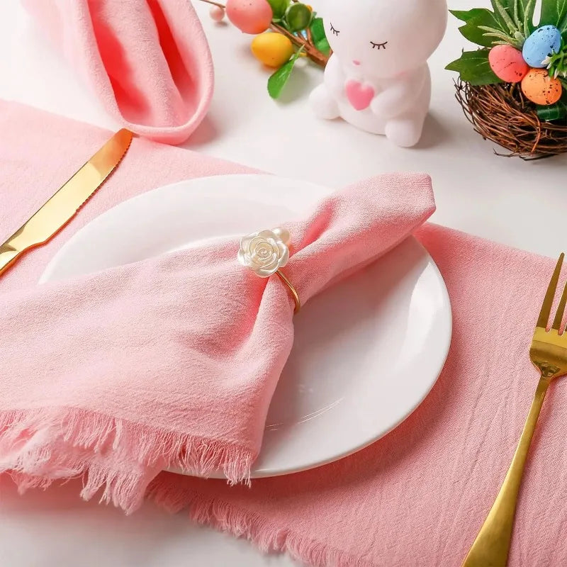 Conjunto Anéis de Guardanapo de Tecido Flor e Pérola - Loja Sem Barreiras