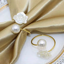 Conjunto Anéis de Guardanapo de Tecido Flor e Pérola - Loja Sem Barreiras