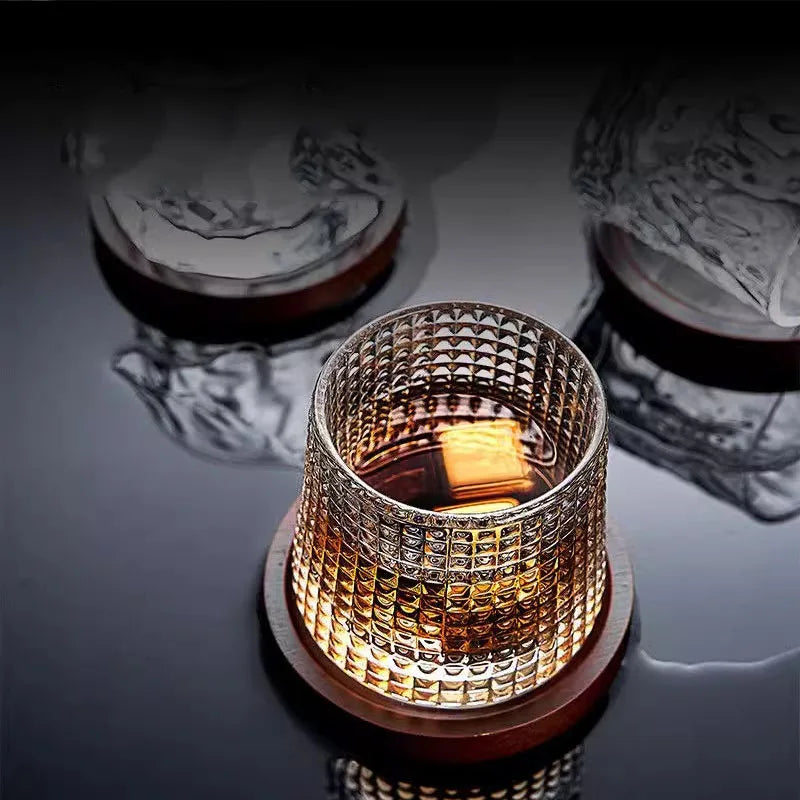 Copo de Whisky Cristal com Base Rotativo - Loja Sem Barreiras