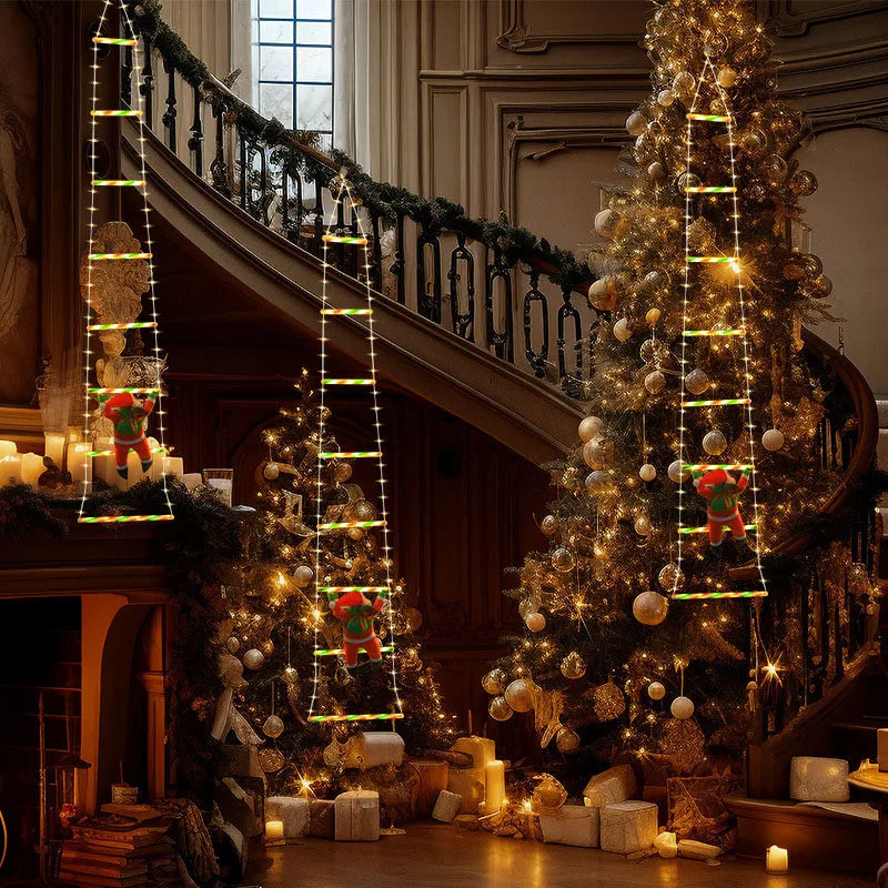 Decoração Natalina Papai Noel com Escada Iluminada em LED de 3m - Loja Sem Barreiras