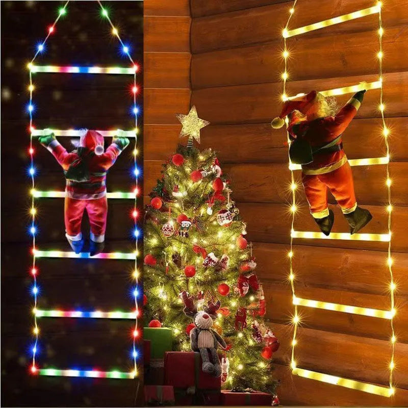 Decoração Natalina Papai Noel com Escada Iluminada em LED de 3m - Loja Sem Barreiras