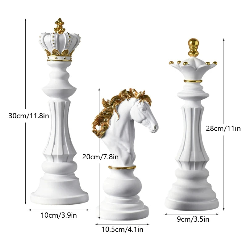 Decoração de Mesa Resina Estátua Peças de Xadrez - Loja Sem Barreiras