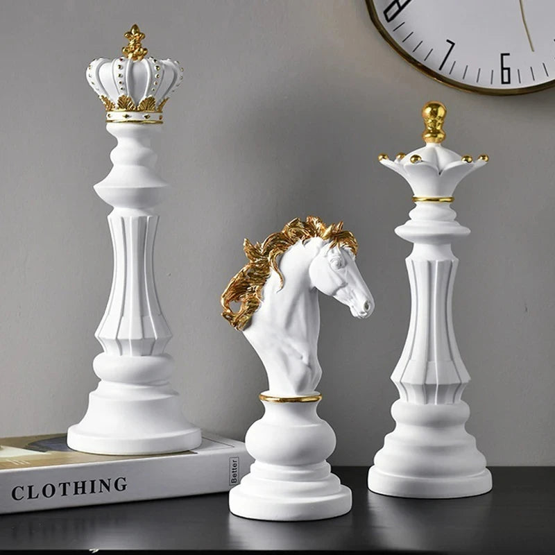 Decoração de Mesa Resina Estátua Peças de Xadrez - Loja Sem Barreiras