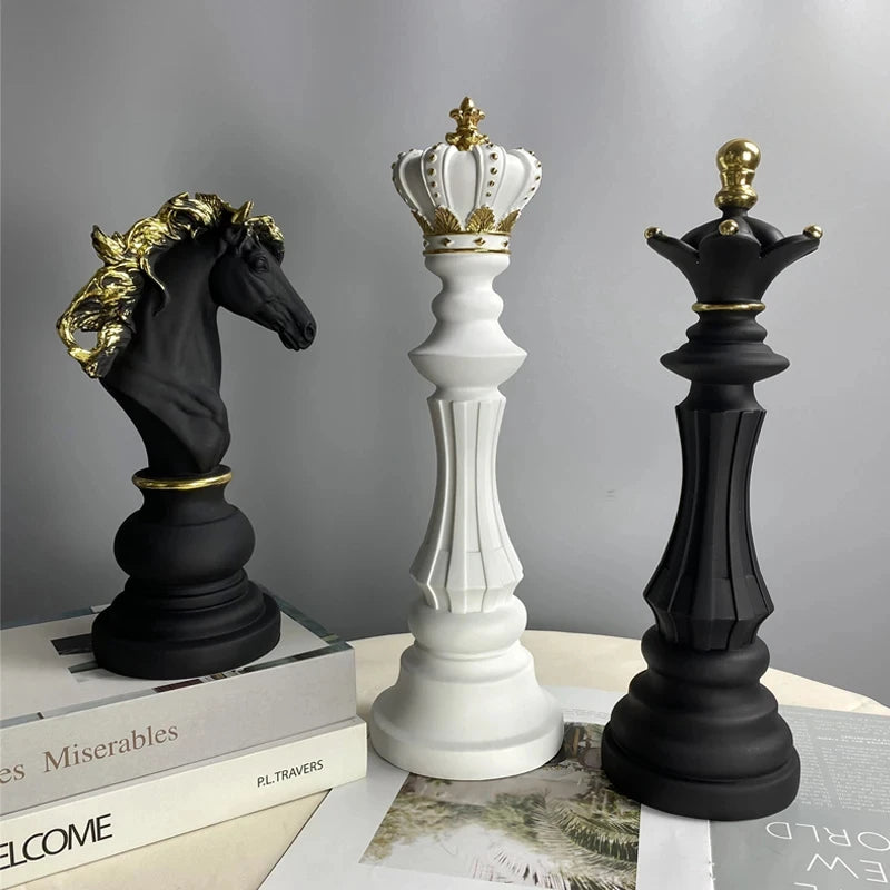 Decoração de Mesa Resina Estátua Peças de Xadrez - Loja Sem Barreiras