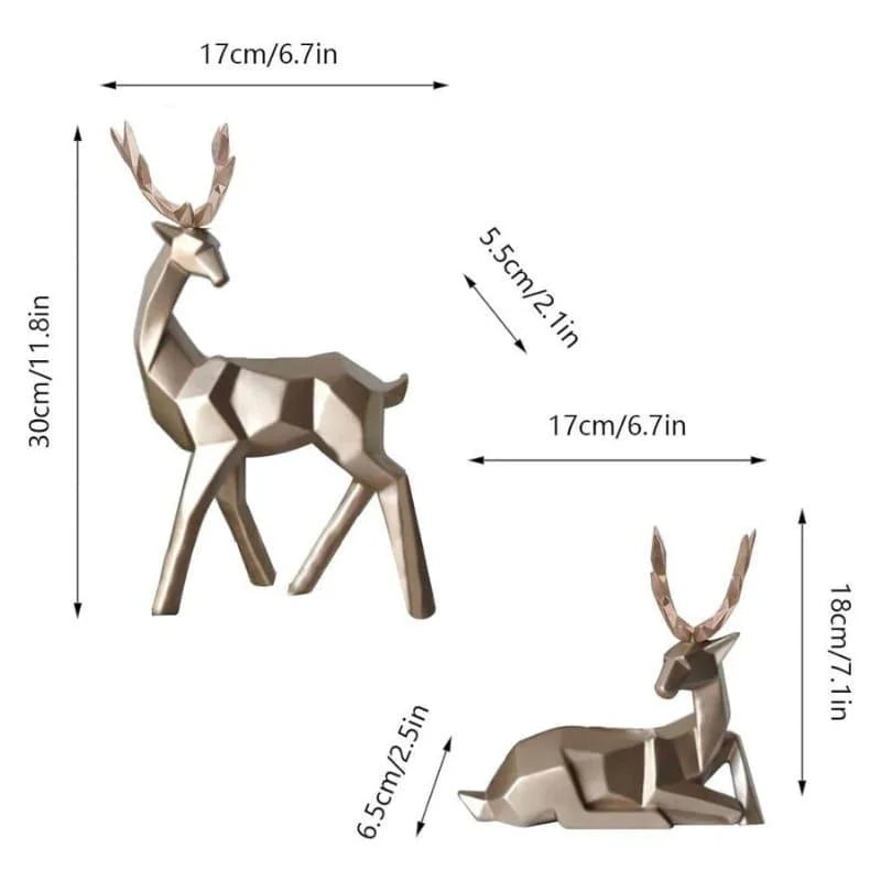 Decoração de Mesa de Resina Estátua Cervo 2 Peças - Loja Sem Barreiras