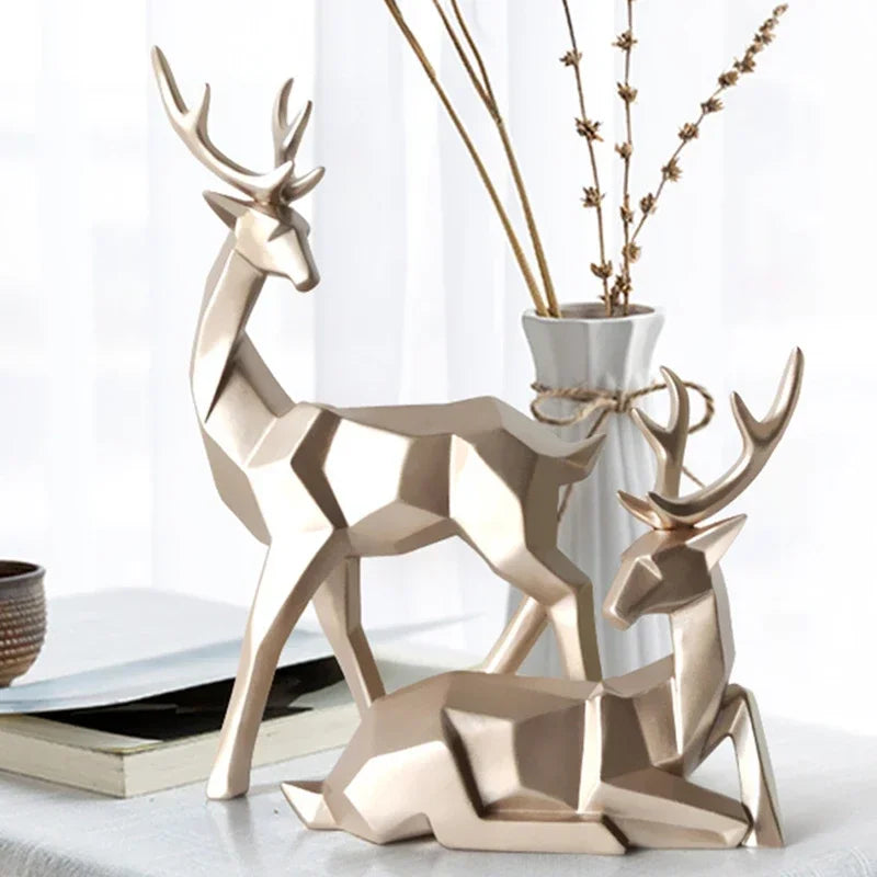 Decoração de Mesa de Resina Estátua Cervo 2 Peças - Loja Sem Barreiras