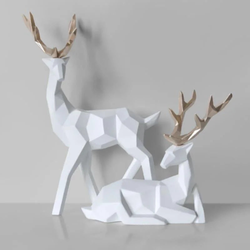 Decoração de Mesa de Resina Estátua Cervo 2 Peças - Loja Sem Barreiras