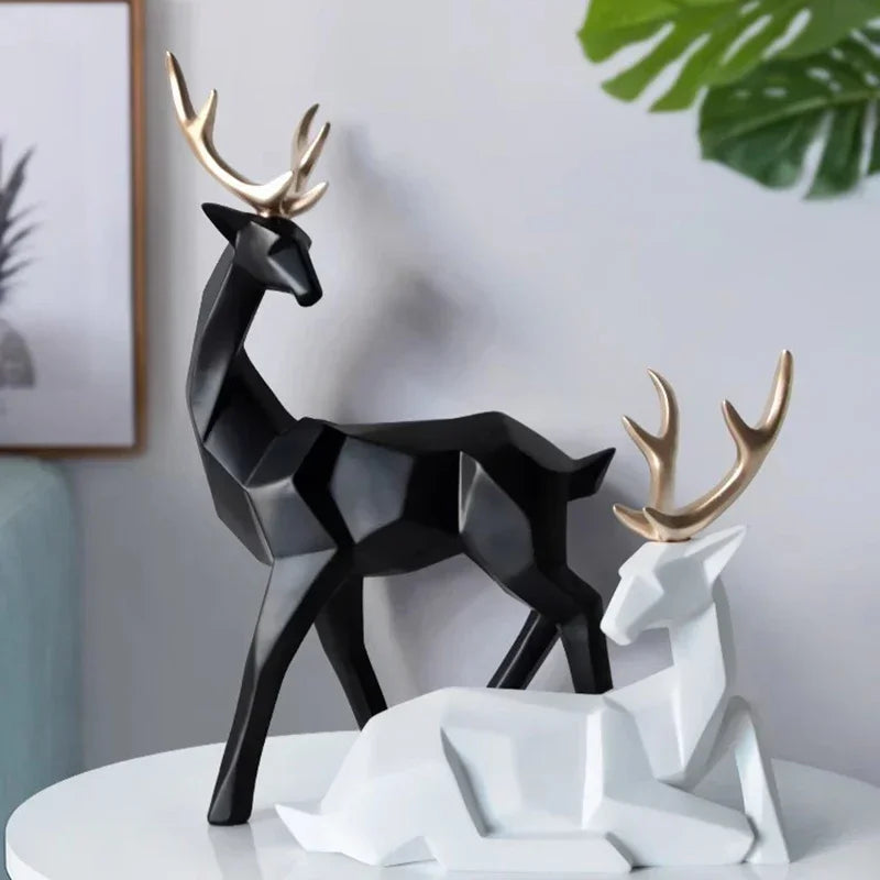 Decoração de Mesa de Resina Estátua Cervo 2 Peças - Loja Sem Barreiras