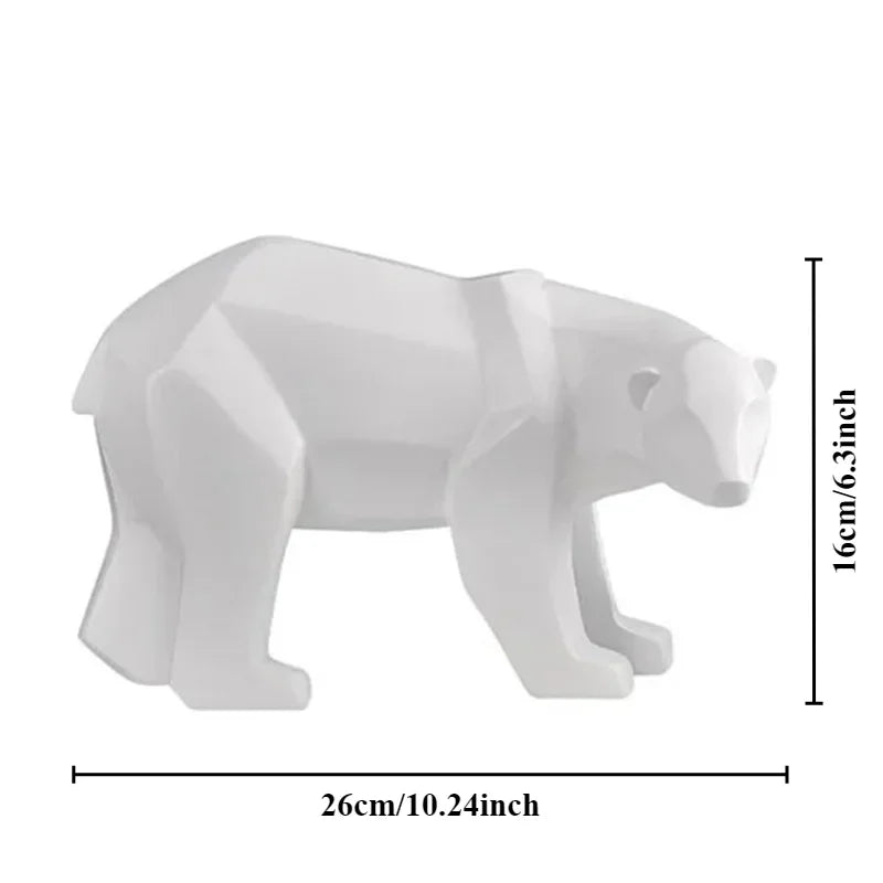 Escultura Decorativa de Urso Polar Geométrico em Resina - Loja Sem Barreiras