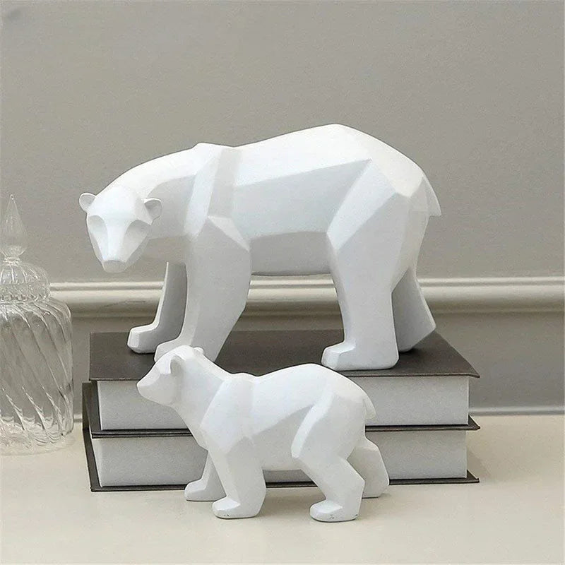Escultura Decorativa de Urso Polar Geométrico em Resina - Loja Sem Barreiras