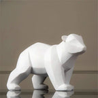 Escultura Decorativa de Urso Polar Geométrico em Resina - Loja Sem Barreiras