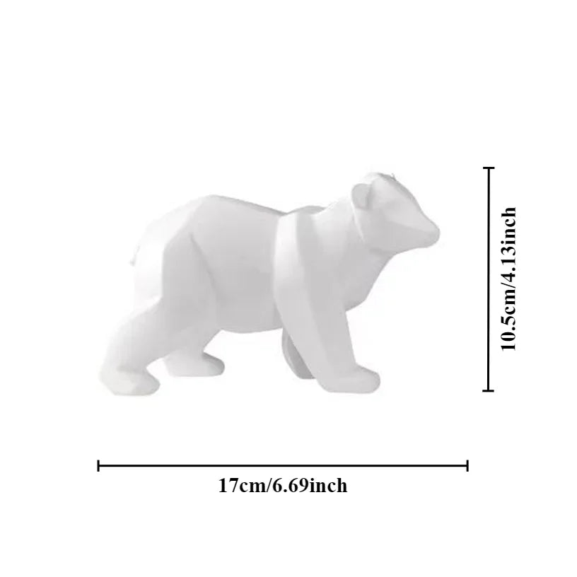 Escultura Decorativa de Urso Polar Geométrico em Resina - Loja Sem Barreiras