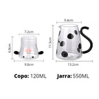 Jarra de Vidro Borossilicato com Copo Temático Vaquinha - Loja Sem Barreiras