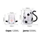 Jarra de Vidro Borossilicato com Copo Temático Vaquinha - Loja Sem Barreiras