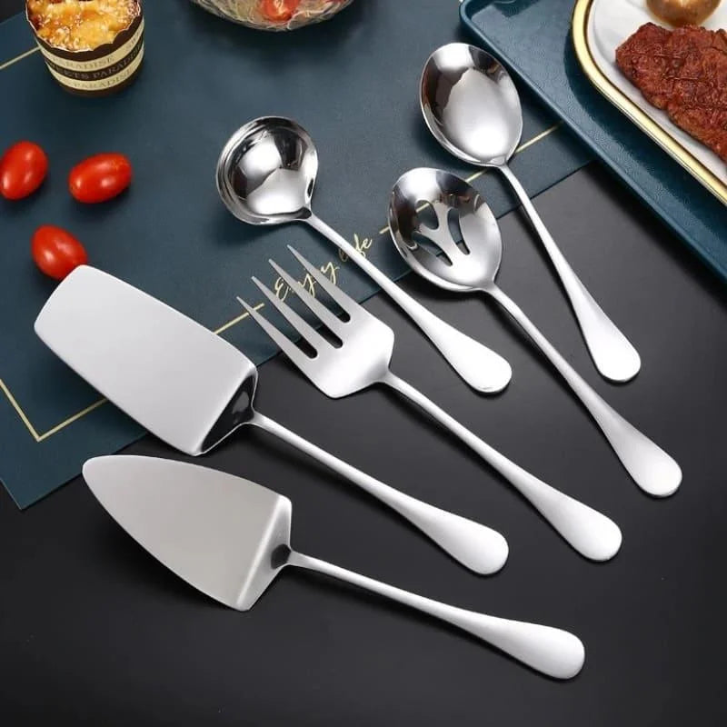 Kit Utensílios de Cozinha 6 Peças em Aço Inox Dourado e Prata - Loja Sem Barreiras