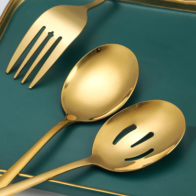 Kit Utensílios de Cozinha 6 Peças em Aço Inox Dourado e Prata - Loja Sem Barreiras