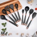 Kit Utensílios de Cozinha Silicone 10 Peças Com Organizador Rosé - Loja Sem Barreiras