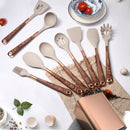 Kit Utensílios de Cozinha Silicone 10 Peças Com Organizador Rosé - Loja Sem Barreiras