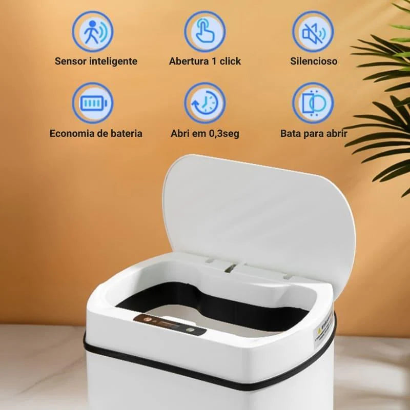 Lixeira para Banheiro e Cozinha Automática com Sensor 13L - Loja Sem Barreiras