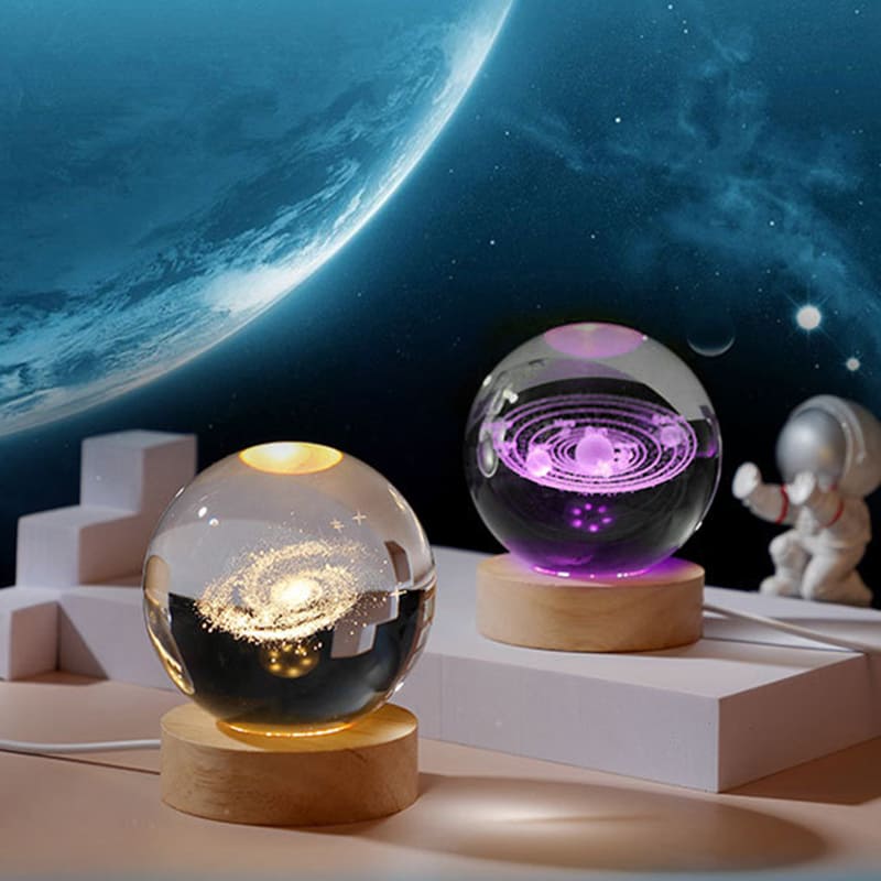 Luminária Decorativa Espacial Luz Noturna 3D Bola Cristal - Loja Sem Barreiras