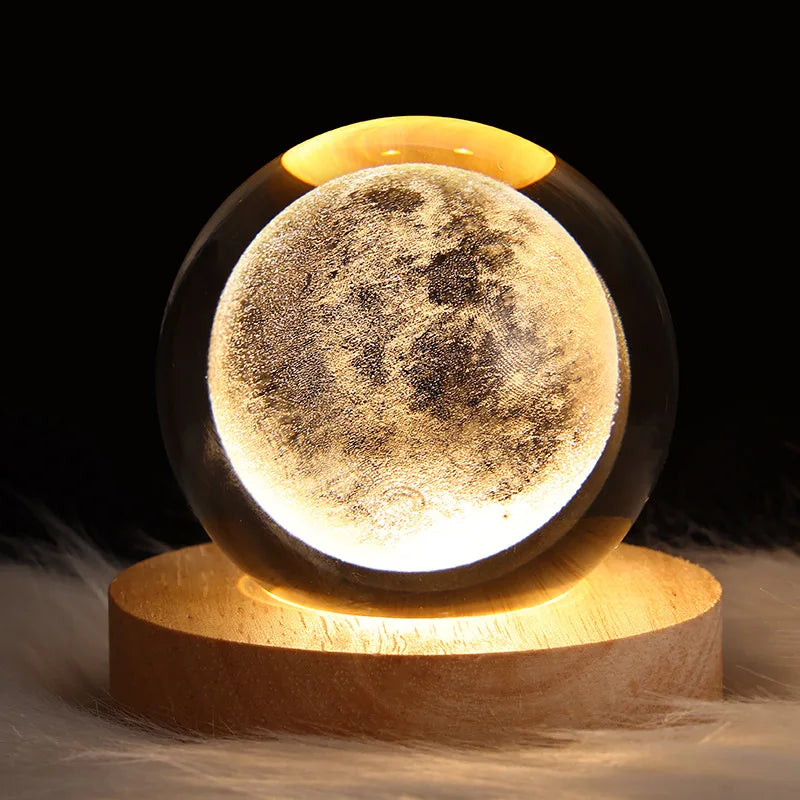 Luminária Decorativa Espacial Luz Noturna 3D Bola Cristal - Loja Sem Barreiras