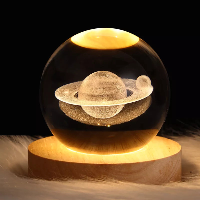 Luminária Decorativa Espacial Luz Noturna 3D Bola Cristal - Loja Sem Barreiras