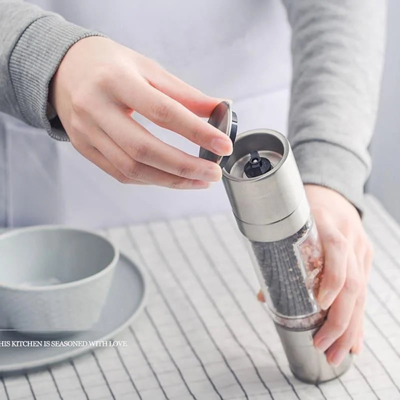 Moedor de Pimenta e Temperos Manual Inox 2 em 1 - Loja Sem Barreiras