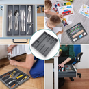 Organizador de Talheres Para Gaveta com 5 Divisórias Cinza - Loja Sem Barreiras