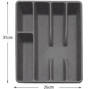 Organizador de Talheres Para Gaveta com 5 Divisórias Cinza - Loja Sem Barreiras