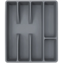 Organizador de Talheres Para Gaveta com 5 Divisórias Cinza - Loja Sem Barreiras