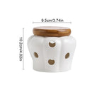 Pote Organizador de Cerâmica com Tampa de Madeira - Loja Sem Barreiras