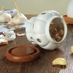 Pote Organizador de Cerâmica com Tampa de Madeira - Loja Sem Barreiras