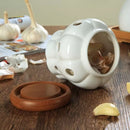 Pote Organizador de Cerâmica com Tampa de Madeira - Loja Sem Barreiras