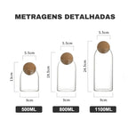 Potes de Vidro Borossilicato com Tampa Cortiça - Loja Sem Barreiras