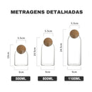 Potes de Vidro Borossilicato com Tampa Cortiça - Loja Sem Barreiras