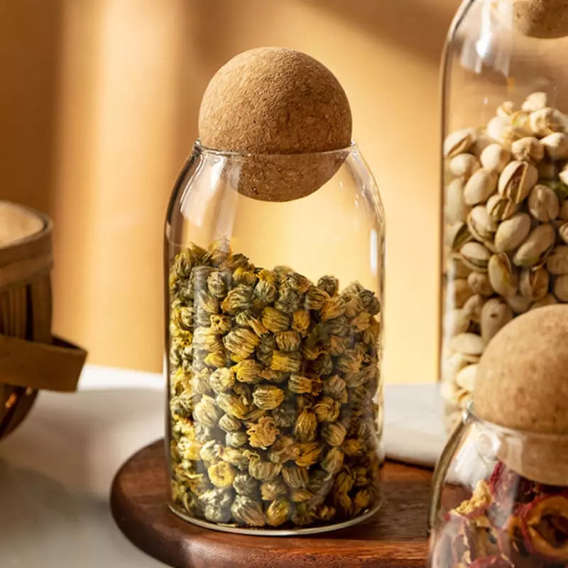 Potes de Vidro Borossilicato com Tampa Cortiça - Loja Sem Barreiras