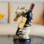 Suporte de Vinho Decorativo Cavalo em Resina de Luxo