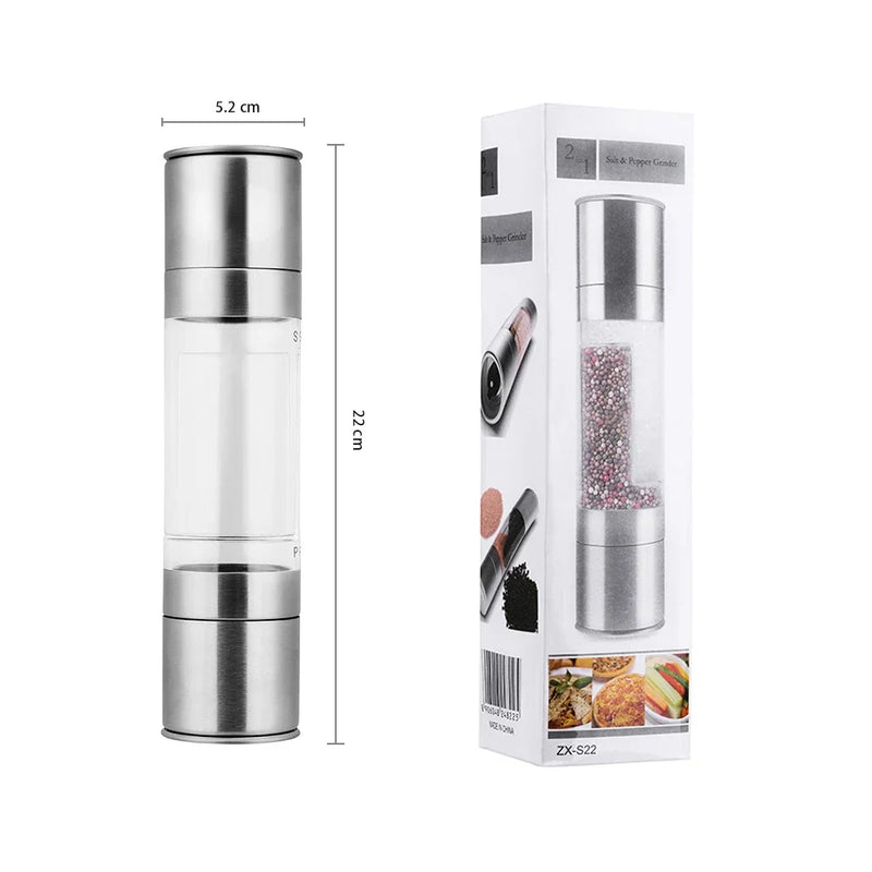 Moedor de Pimenta e Temperos Manual Inox 2 em 1