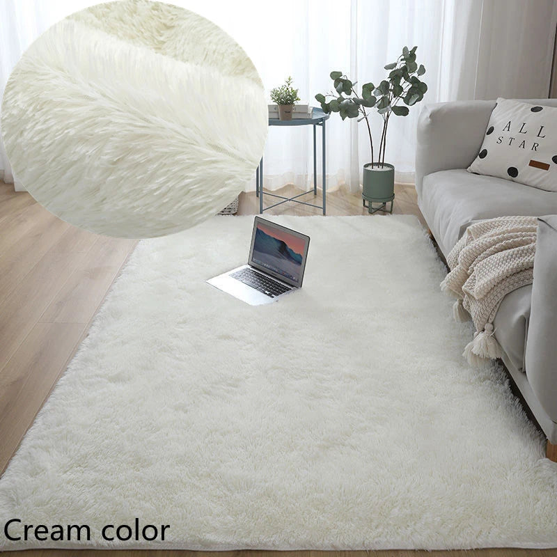 Tapete Felpudo Creme Antiderrapante para Sala e Quarto