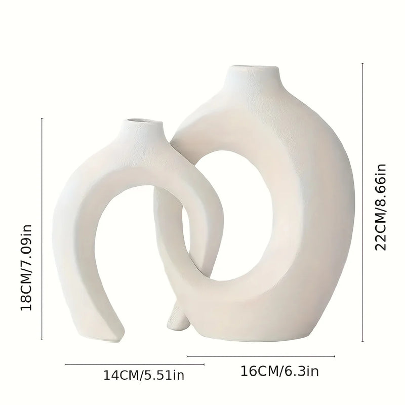Conjunto com 2 Vasos Decorativos de Cerâmica para Sala e Mesa