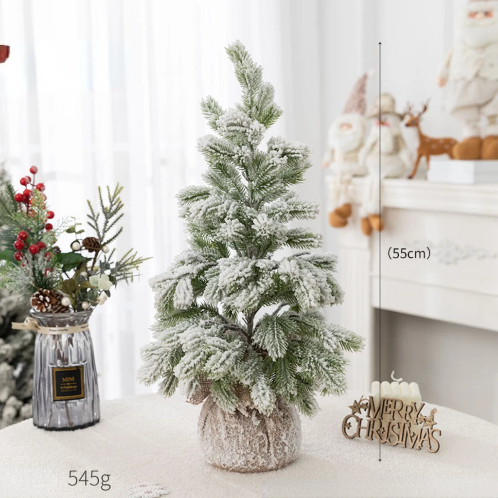 Árvore de Natal de Mesa Artificial com Neve e Luz